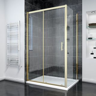 Душевой уголок Veconi Rovigo RV-055G, 1200х1000х1950, золото брашинг, прозрачное стекло